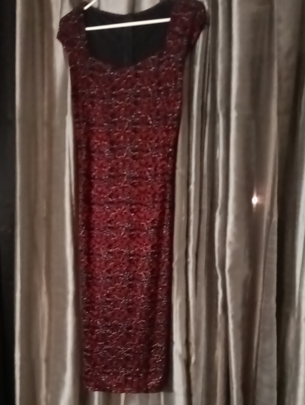 Red and Black With Silver Lace Cocktail Dress